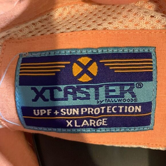 New XCaster By Tallwoods Peach Roll Tab Sleeve Quick Dry Button Polo Shirt Size - Picture 8 of 12